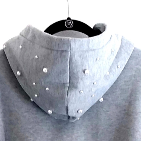 Pearl Studded Hooded Sweatshirt Fleece Lined - Picture 6 of 8
